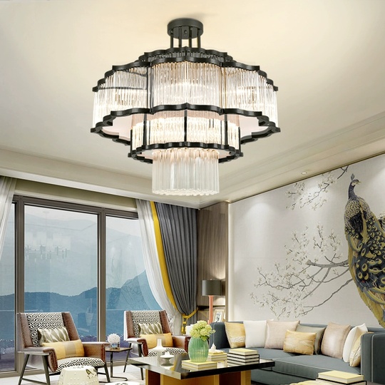 Люстра подвесная, черный, стекло, AYCAN 120*75, металл, E14.