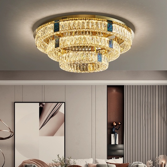 Люстра подвесная CEYHAN 60*35 золотой, хрусталь, металл, LED.