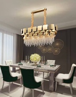 Люстра подвесная золотая Elixtra, металл, хрусталь, трос 50 см, 90*36 см, Е14