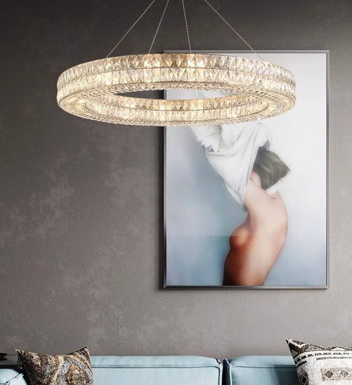 Люстра золотая Evlorm, металл, кристалл, 80*12 см, подвесная, Е14