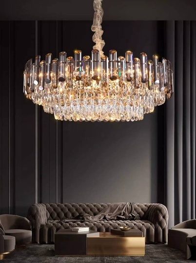 Люстра подвесная ALEV 40*26 золото, кристалл, металл, E14.