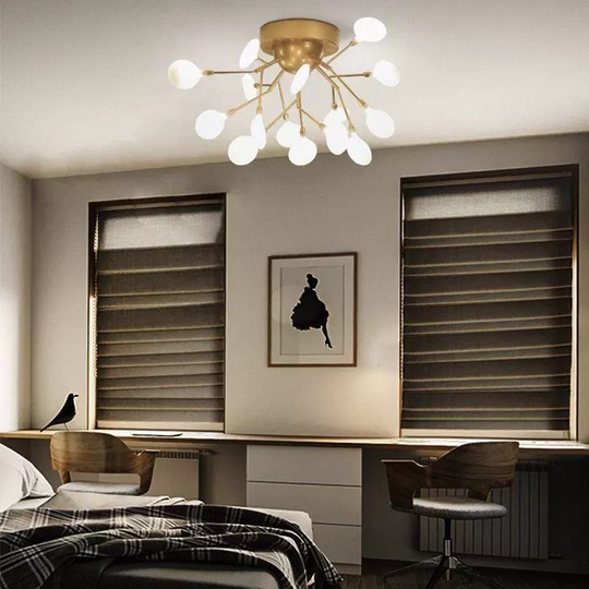 Люстра золотая Mira металл, стекло матовое, 59*33 см, G4