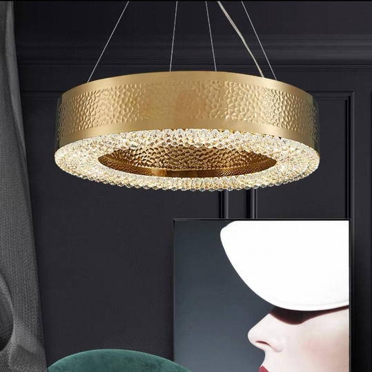 Светильник подвесной золотой Elquinox, металл, трос 65 см, 40*13 см, Е14