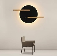 Настенный светильник, Бра, GABE 30*19, черный, дерево, металл, LED.