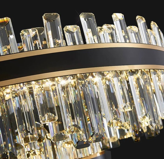 Люстра подвесная BIRGEN 60*23 золото, черный, кристалл, металл, E14.