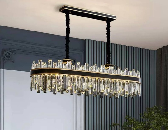 Люстра подвесная BIRGUN 80*23 золото, черный, кристалл, металл, E14.