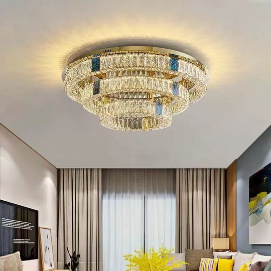 Люстра подвесная CEYHAN 60+80+100 золотой, хрусталь, металл, LED.