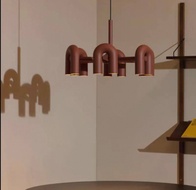 Светильник подвесной красный Elyquor, металл, трос 150 см, 60*38 см, LED