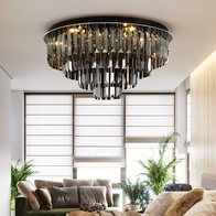 Потолочный светильник, хром, дымчатый, хрусталь, CLARK 80*30 металл, Е14.