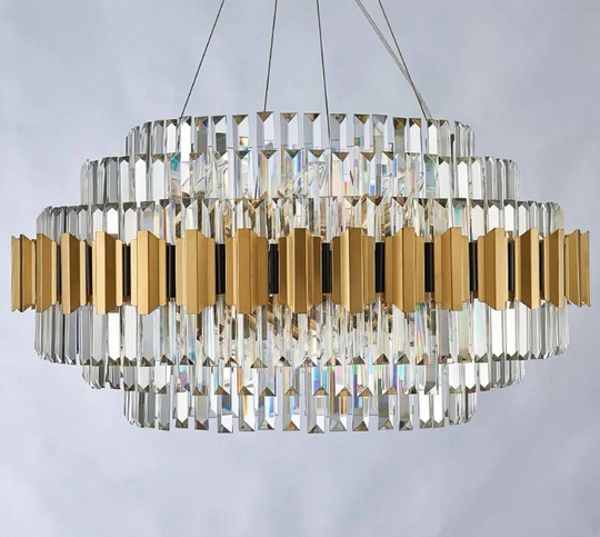 Люстра подвесная, бронза, хрусталь, MELINDA 80*40, металл, E14.