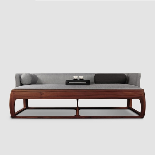 Прямой диван Johnson темный орех, ткань, 200*95*66 см