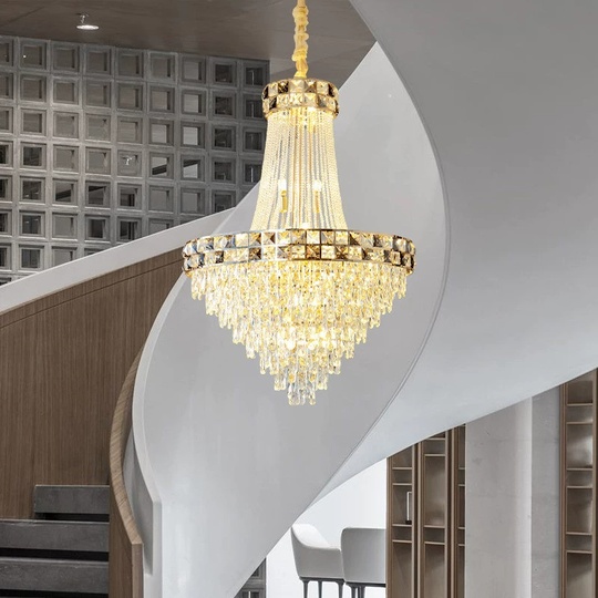 Люстра подвесная, золото, кристалл, TYLER 100*140 металл, E14.