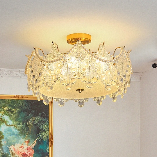 Люстра подвесная, медный, стекло, MARTHA 50*22, металл, E14.