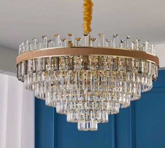 Люстра подвесная AKSES 50*31 золото, кристалл, металл, Е14.