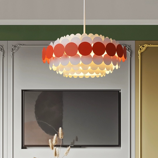 Люстра подвесная, красный, белый ПММА, ADOLPH 50*80, металл, Е14