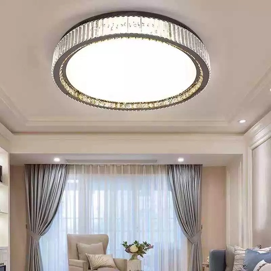 Потолочный светильник, хром, кристалл, GRACE 100*13 металл, LED.