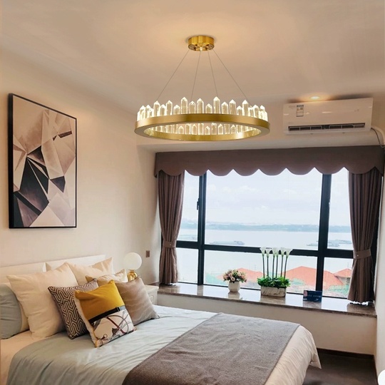 Люстра подвесная, золото, кристалл, LOUIS 100*11 металл, LED.