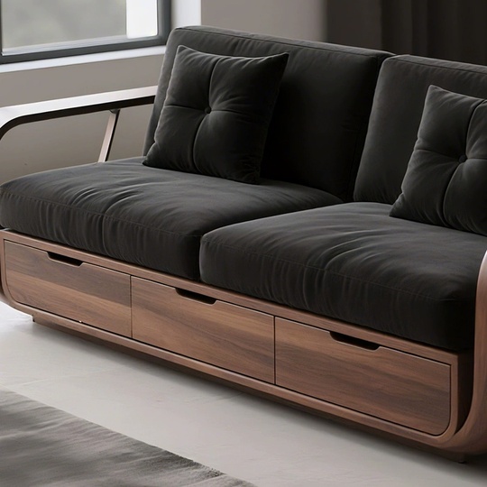 Прямой диван Kayla темный орех, ткань, 180*85*80 см