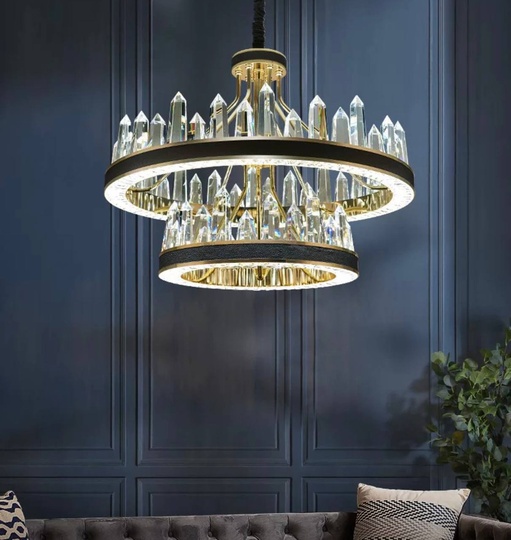 Люстра подвесная ALBENI 60*38 золото, кристалл, металл, LED.