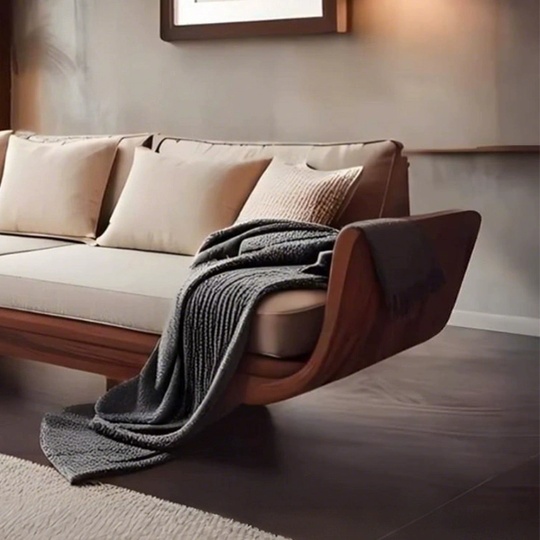 Прямой диван Catherine темный орех, кожа, 240*85*80 см