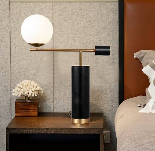 Настольная лампа PASCAL 50*64, черный, металл, мрамор.