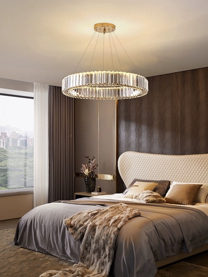 Люстра подвесная, золото, кристалл, CHIP 50*12 металл, E14.