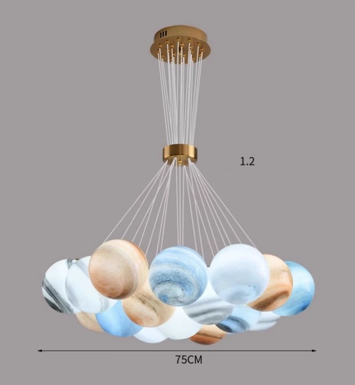 Подвесной светильник Planet, 75 см, 19 плафонов, разноцветный