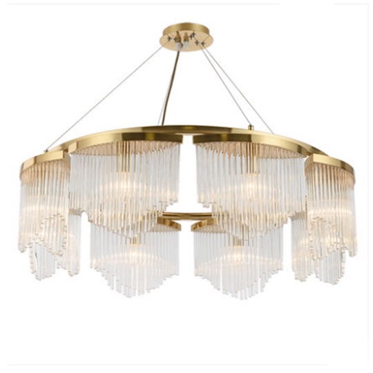 Люстра подвесная, золото, хрусталь, LATESHA 75*25, металл, E14.