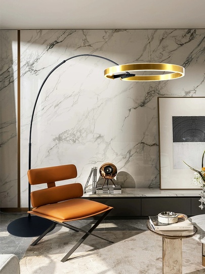 Торшер, латунь, черный, Anterra 220*200, LED, металл, ПММА