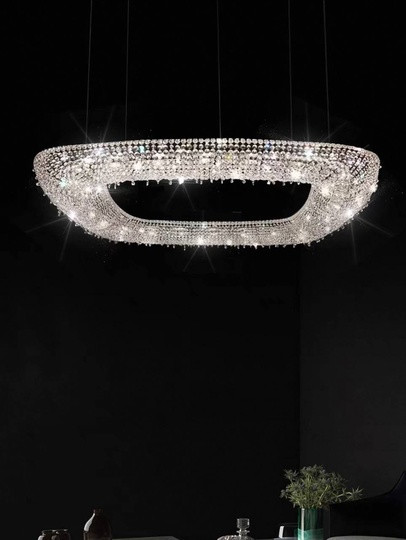 Люстра подвесная, серебро, хрусталь, SUSAN 160*160*28 металл, G9.