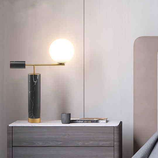 Черная настольная лампа с белым плафоном, Lexi Table Lamp, 50*63 см