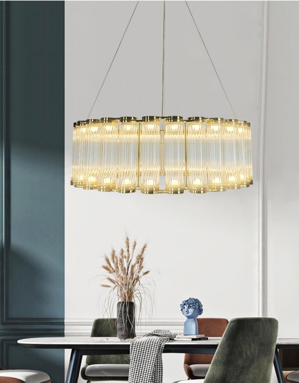 Люстра подвесная MAI HE MAI золото, 80*20 см. Beurling - светильник в золоте со стеклом, LED, 30 Вт