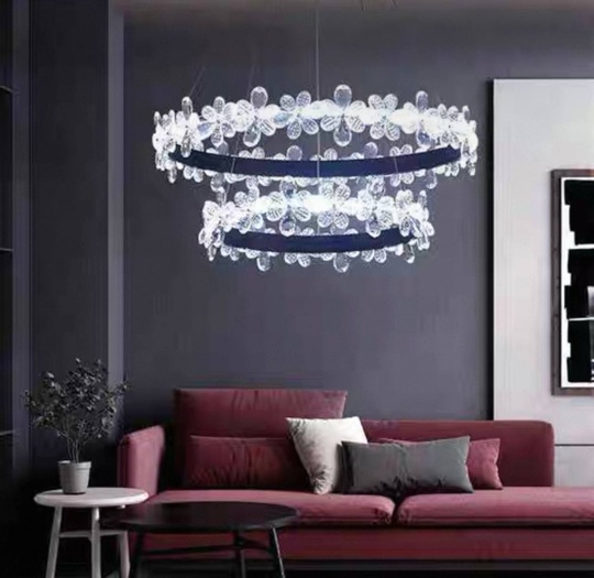 Люстра подвесная, черный, хрусталь, CRISPIN 40*60, металл, LED