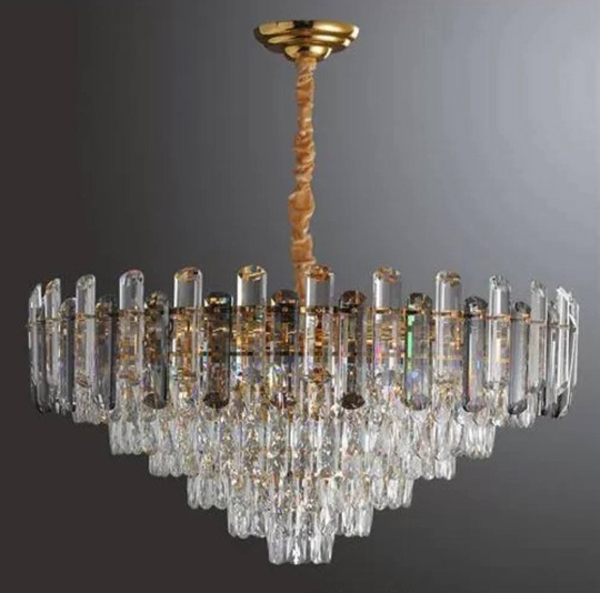 Люстра подвесная ALIM 98*67 золото, кристалл, металл, E14.