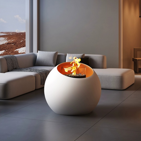 Горящий камин, круглый, 80*80 см, черный