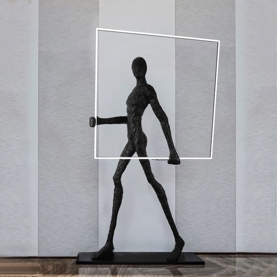 Напольный светильник - торшер черный квадрат. NIM GEO - 98*20*151, LED, 57 Вт