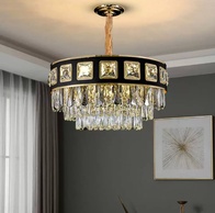 Люстра подвесная ALTIN 60*31 золото, черный, хрусталь, металл, E14.