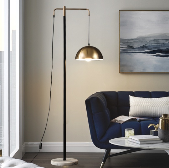 Торшер золото. Напольный светильник черный с золотом Hellions, E27, 60 Вт