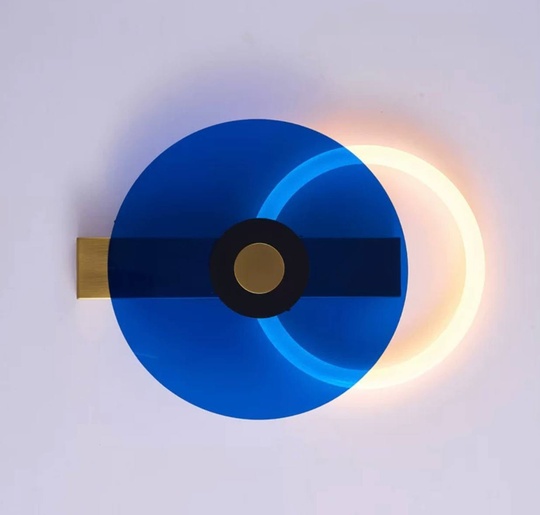 Настенный светильник, Бра, GEOFF 40*30, синий, металл, LED.