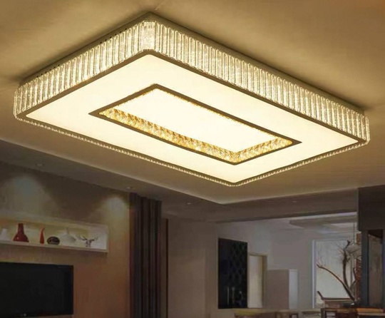 Потолочный светильник, хром, кристалл, HELGA 110*80 металл, LED.