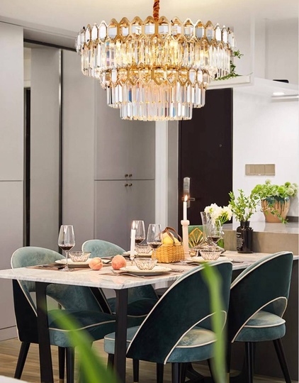 Люстра подвесная, золото, хрусталь, SHARYL 60*38, металл, E14.