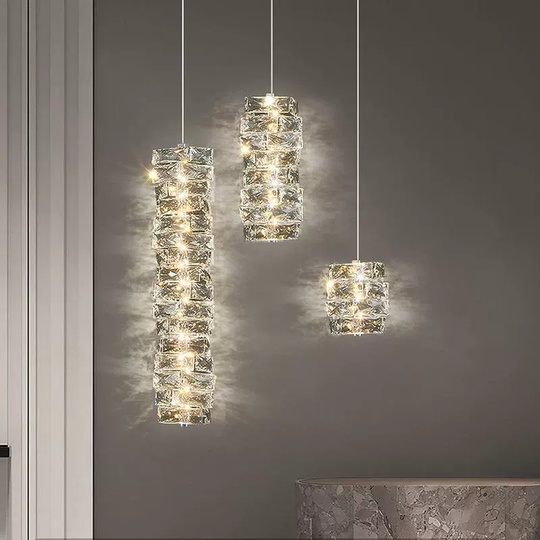 Люстра подвесная, хром, хрусталь, DAISY 12*12 металл, LED.