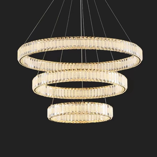 Люстра подвесная CALISKAN 100*150 золотой, хрусталь, металл, LED.