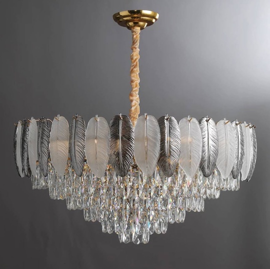 Люстра подвесная AKKUTLU 50*35 белый пепел, стекло, металл, Е14.