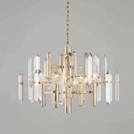 Люстра подвесная, золотой, хрусталь, EILEEN 100*42, металл, E14.