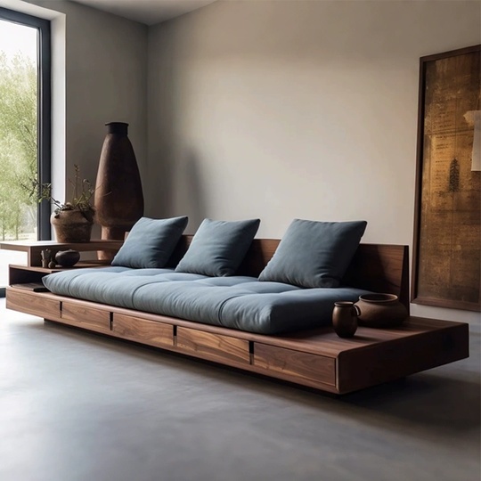 Прямой диван Lee темный орех, ткань, 260*80*75 см