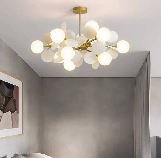 Люстра подвесная, золотисто-песочный, ПММА, CHUCK 75*30, металл, G9