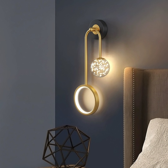 Настенный светильник, Бра, EZEKIEL 22*49, золотой, металл, LED.