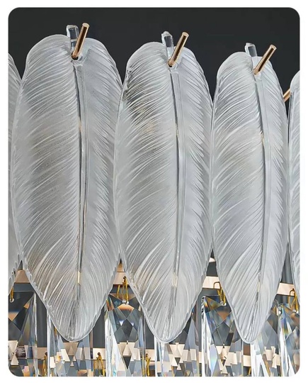 Люстра подвесная AKCICEC 80*35 белый, золото, стекло, металл, Е14.