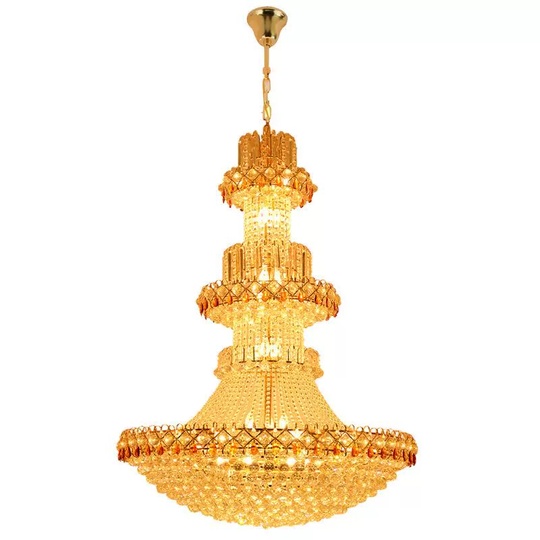 Люстра подвесная, золото, хрусталь, COOPER 180*250 металл, E14.